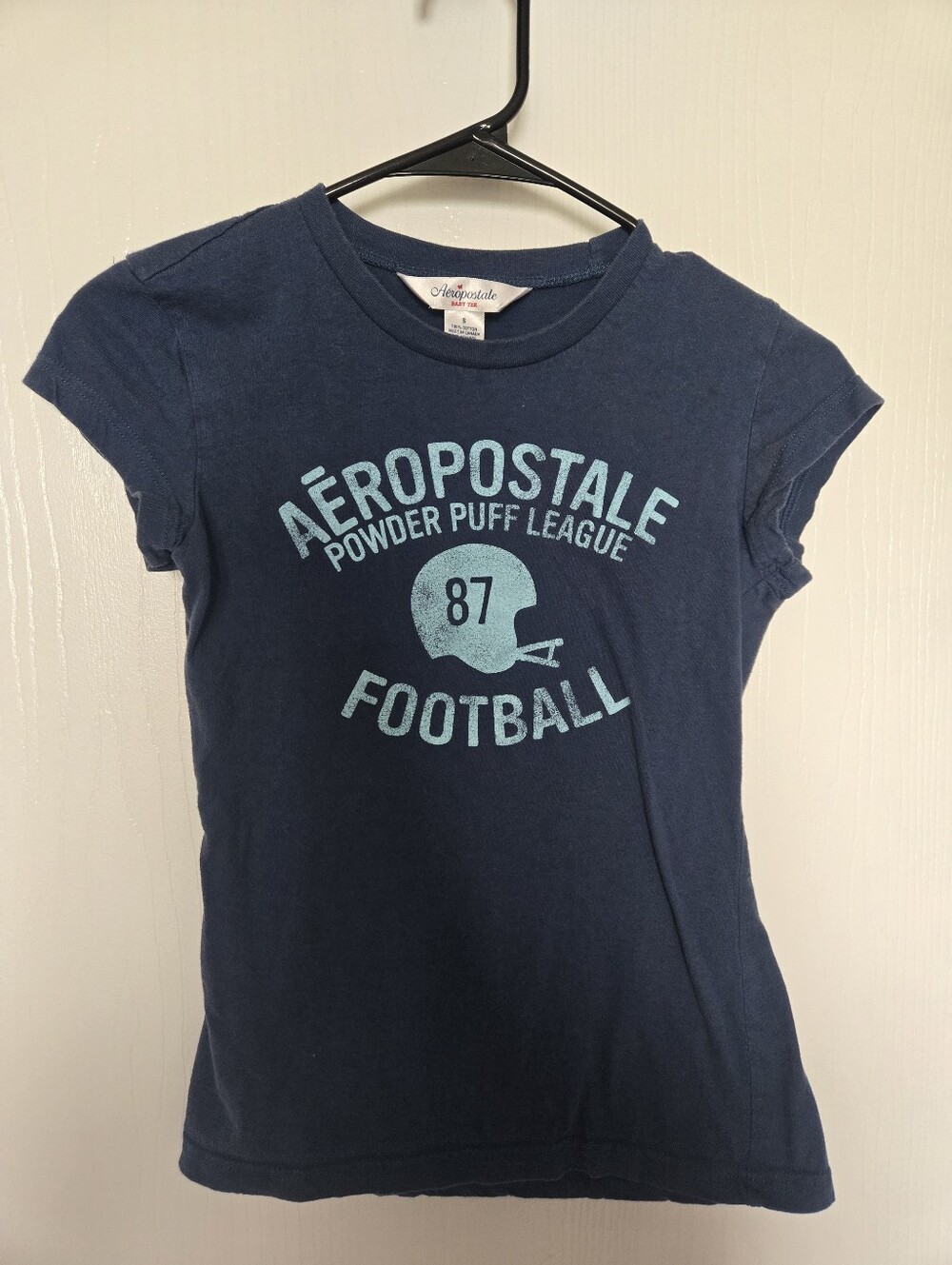 Vintage Y2K Aeropostale Navy & Light Blue Football Logo Tee